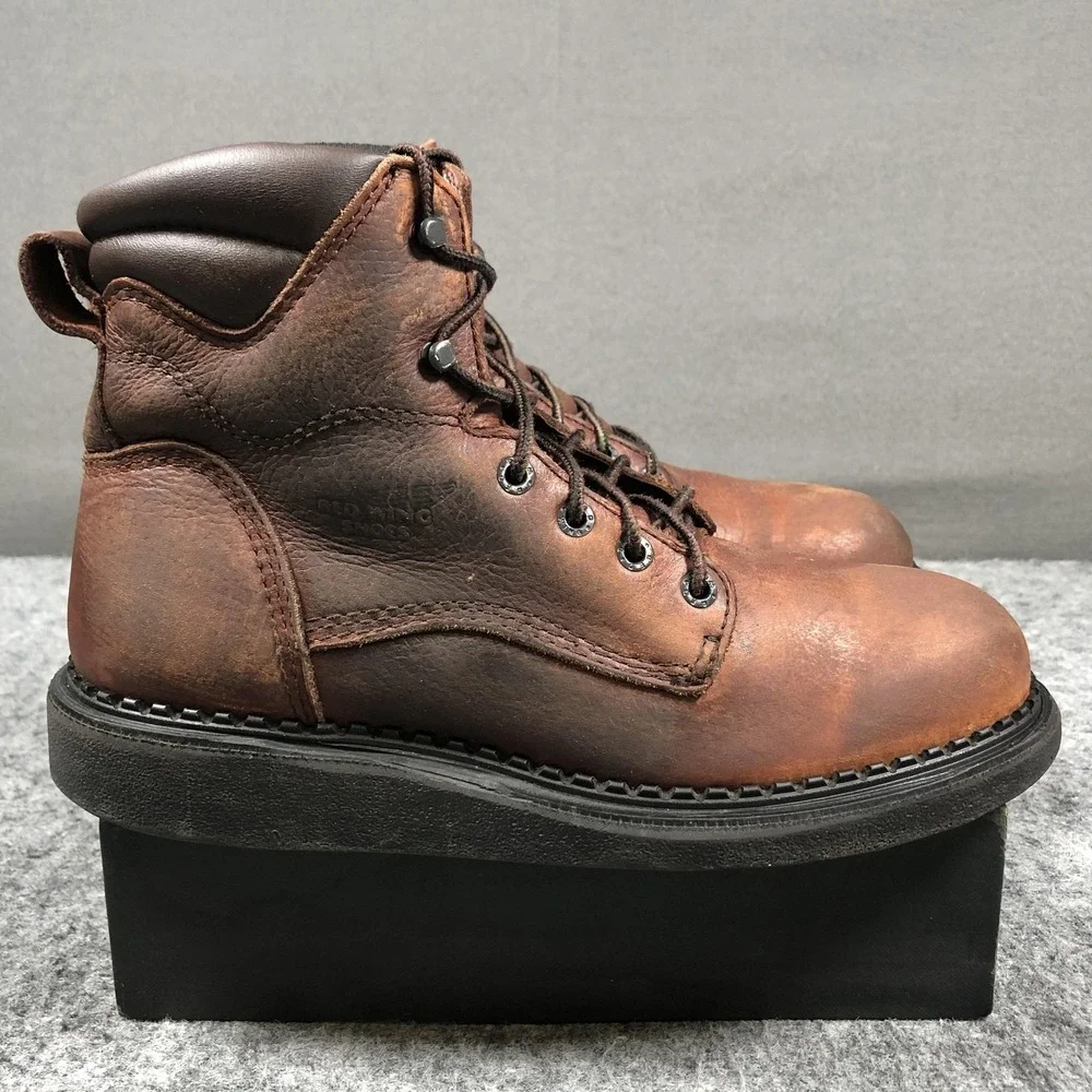 Vintage 2007 Red Wing EH Work Boots Mens 8D Brown Leather USA Made Lace Up